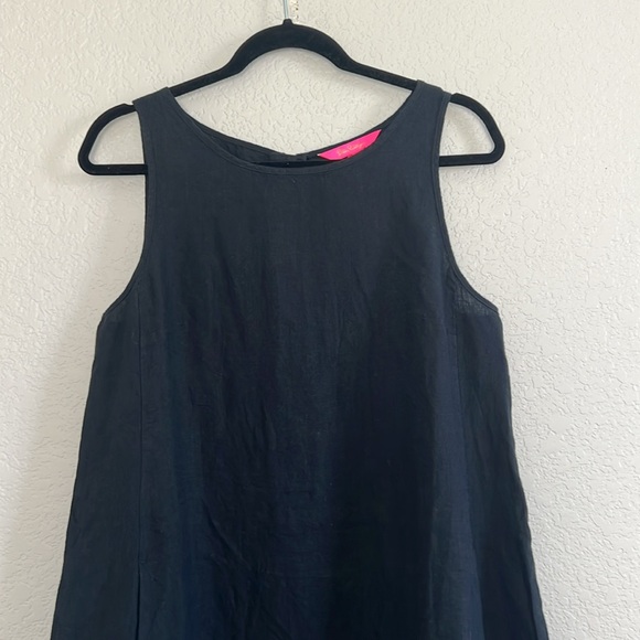 Lilly Pulitzer 100% Linen Edelyn Swing Shift Dress In Black. Size 6 - Picture 4 of 12